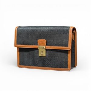 Vintage Bally Leather & B” Embossed Canvas Key-Lock Clutch